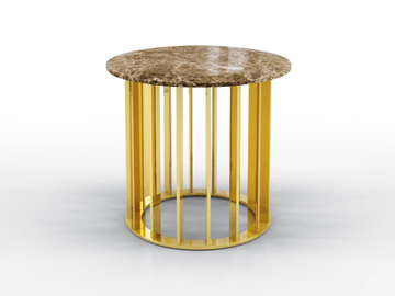 TRITON - Round metal coffee table and Dark Emperador top by BRUNO ZAMPA - view 2